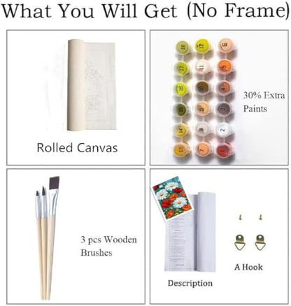ZRIZQ Paint by Numbers Kit for Adults Beginner Flowers,Daisy,16x20 - color: 16"X20"Rolled Canvas-Daisy Flowers