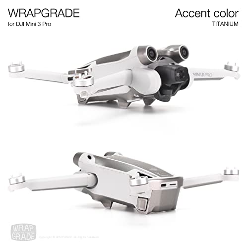 WRAPGRADE Skin Stickers Compatible with DJI Mini 3 Pro | Accent Color (Titanium) - color: Titanium