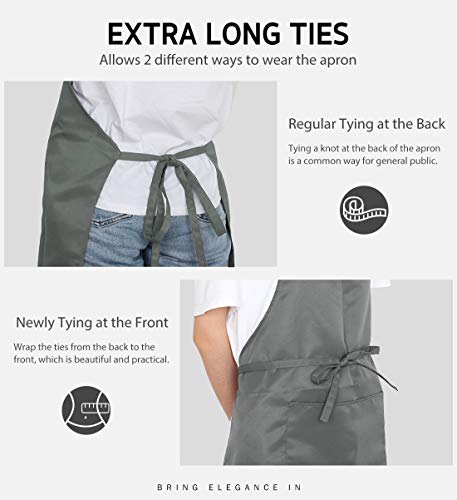 Syntus Apron for Men Women, Adjustable Cooking Kitchen Apron with 2 Pockets - color: Grey Dark, style: 2 Polyester