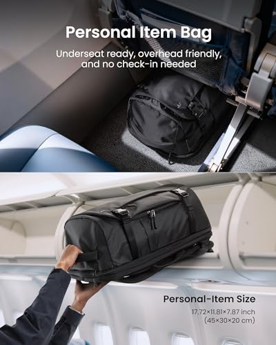 tomtoc Travel Backpack 28L,TSA Personal Item Bag Flight Approved,PFAS Free - color: Black-ripstop, size: 28L