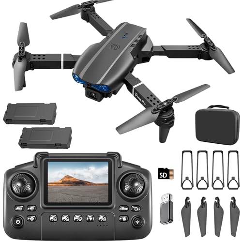E99max Drone with Screen Controller, Black Carrying Case, 2Batteries - color: Black - 2 batteries