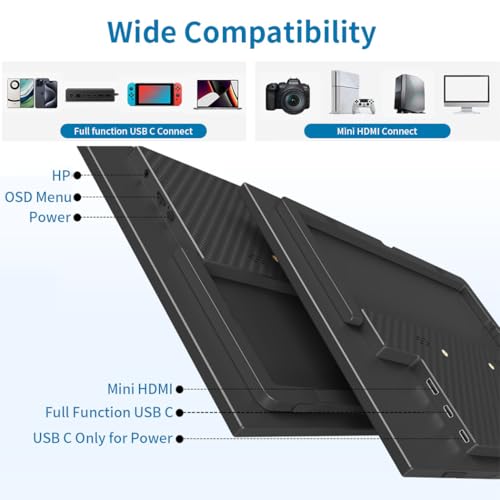 Portable Monitor Touchscreen 14",USB-C & FHD External Display 100% sRGB Anti-Glare Eye Care,Privacy Protection,Low-Power,VESA Mountable Travel Monitor for Laptop/Mac/Gaming/Office - size: 14 inches
