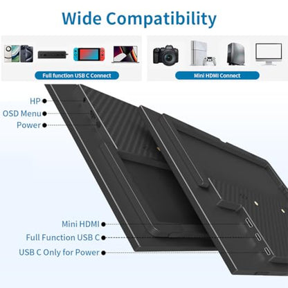 Portable Monitor Touchscreen 14",USB-C & FHD External Display 100% sRGB Anti-Glare Eye Care,Privacy Protection,Low-Power,VESA Mountable Travel Monitor for Laptop/Mac/Gaming/Office - size: 14 inches