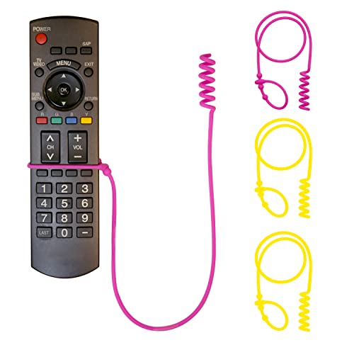 Remote Leash 4-Pack, Remote Control Tether, Adjustable 2 Purple & 2 Yellow - color: Purple/Yellow