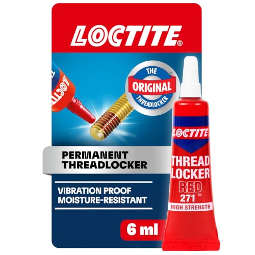 Loctite Threadlocker Red 271 - Permanent Thread Lock Glue for Nuts, Bolts, & Fasteners, High Strength Screw Glue to Prevent Loosening & Corrosion - 6 ml, 1 Pack - size: 1 Pack, style: Red (Permanent)