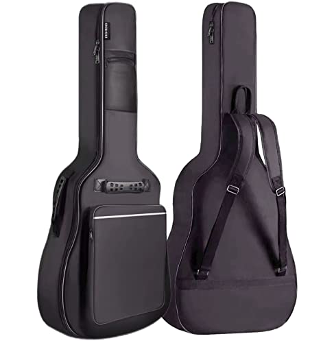 GIGKOUKI Guitar Bag 38 39 Inch Acoustic Guitar Gig Bag Soft Case 0.35 Inch Thick Padding Classical Guitar Backpack Large Pocket with Hanger Loop and Neck Strap（39 inch） - size: Acoustic 39 Inch
