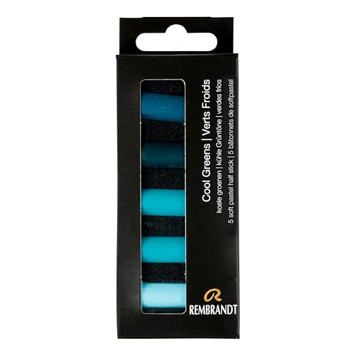 Rembrandt Soft Pastel Micro Set, 5-Piece Half Sticks, Cool Greens - color: Cool Greens, style: 5 Half Sticks in Micro Set
