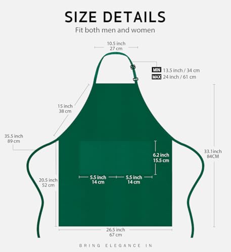 Syntus Apron for Men Women, Adjustable Cooking Kitchen Apron with 2 Pockets - color: Basic Green, style: 2 Polyester
