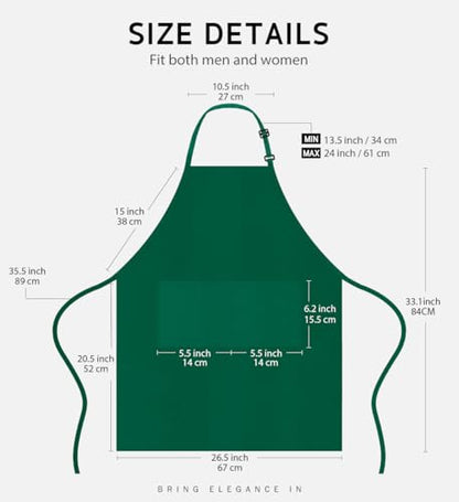 Syntus Apron for Men Women, Adjustable Cooking Kitchen Apron with 2 Pockets - color: Basic Green, style: 2 Polyester