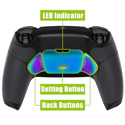 eXtremeRate Rainbow Aura Blue Purple Real Metal Buttons RMB RISE V3 Remap Kit for PS5 Controller BDM-030 040 050, Black Rubberized Grip Back Shell Upgraded Programable Back Buttons for PS5 Controller - color: Black Rainbow