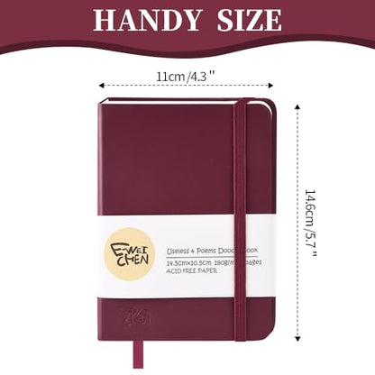 5.7x4.1in Hardcover Blank Sketchbook for Drawing 180gsm 96Pages,Wine Red - color: PU Cover-5.7x4.1in-Wine Red
