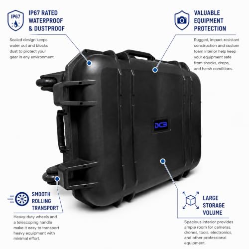 DCB Cases - Element 7895F Waterproof Hard Case with Foam Insert - IP67 Dustproof | Impact Resistant | Wheeled Protective Equipment Case | Pressure Valve | Lockable
