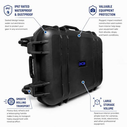DCB Cases - Element 7895F Waterproof Hard Case with Foam Insert - IP67 Dustproof | Impact Resistant | Wheeled Protective Equipment Case | Pressure Valve | Lockable