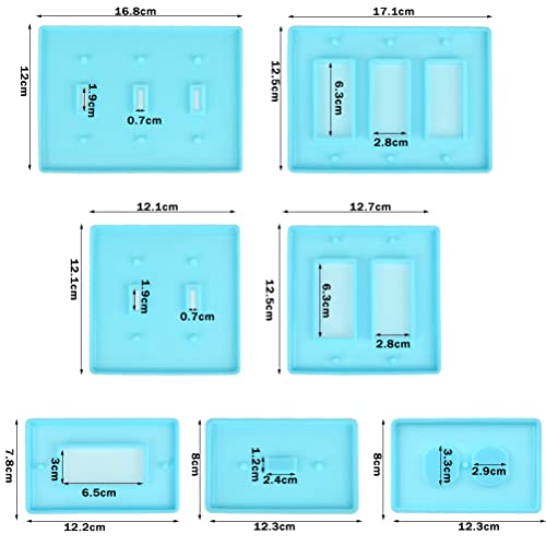 BUYGOO 7Pcs Light Switch Cover Resin Molds, Switch Socket Panel Plaster for Epoxy Resin, Plate Silicone Outlet Cover Molds for DIY Crafts Making