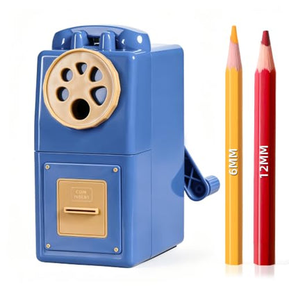ZMOL Heavy Duty Manual Hand Crank Pencil Sharpener, Desktop, Blue - color: Blue