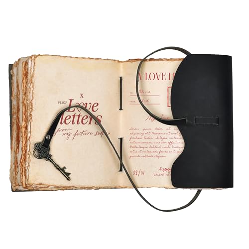 LEATHER VILLAGE Leatherbound Notebook Journal Key Lock, Black 8x6. - color: Starless Black, size: 8"X6"