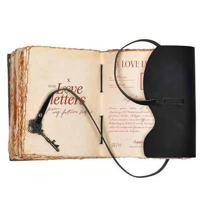 LEATHER VILLAGE Leatherbound Notebook Journal Key Lock, Black 8x6. - color: Starless Black, size: 8"X6"