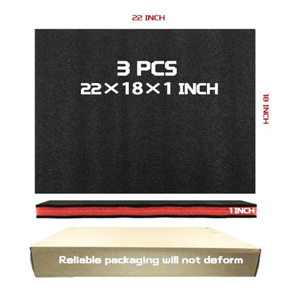 Tool Box Foam, 3Pack 22x18x1 Inch Multi-Layer Foam Inserts for Hard Cases & DIY, Professional Shock-Absorption Liners for Ultimate Tool Protection - size: 22×18×1-3PCS
