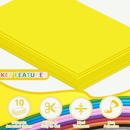 10 Pack Eva Foam Sheets Craft 8 x 12 inch (Yellow) - color: Yellow