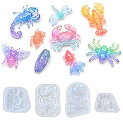 4 PCS Insect Silicone Resin Molds Set – 3D Bug Epoxy Casting Mold Kit - color: 4Pcs Insect Resin Molds