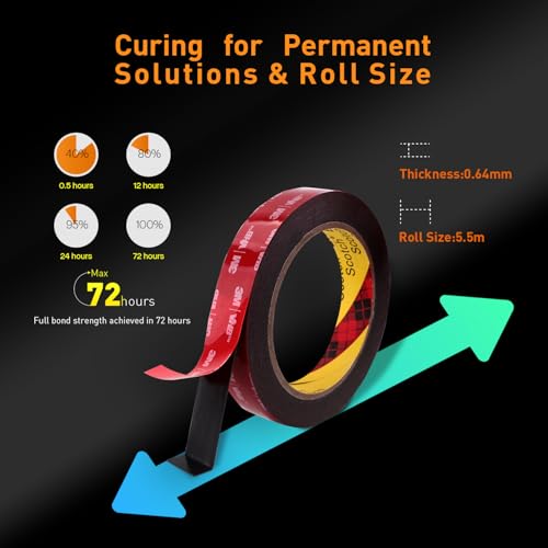3M Double Sided Tape, Heavy Duty, 2” x 18Ft, 5925, Black - color: Black, size: 2" x 18Ft