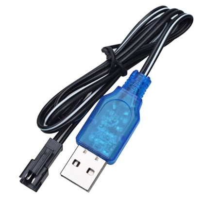 USB Charger Cable Set - Includes 1 Pack 3.7V SM-2P and 1 Pack 7.4V XH-3P Plug Connector Compatible with RC Car,RC Truck, RC Boat,Gel Blaster Splatter Ball Gun, Drone, USB Charging Cable