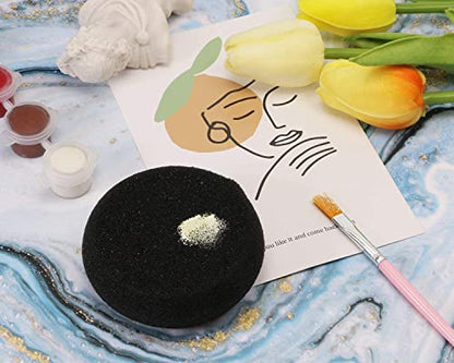Penta Angel Round Sponges 10Pcs 3inch Yellow Painting Sponges Synthetic Artist Sponge Watercolors Sponge for Art & Craft Pottery Clay Cleaning Ceramics Wall (Black) - color: Black
