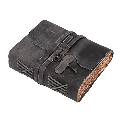 LEATHER VILLAGE Leather Notebook Key Lock, Slate Grey 8x6. - color: Grey, size: 8"X6"