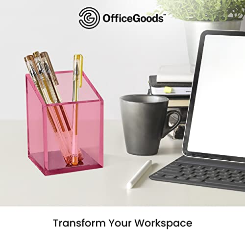 OfficeGoods Acrylic Pen and Pencil Holder, Pink - color: Pink