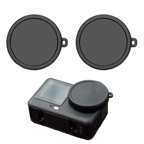 2PCS Camera Lens Caps for DJI Osmo Action 6 Silicone Lens, Compatible with DJI Osmo Action 6, Washable Anti Loss Cover with Lanyard Hole (Black)