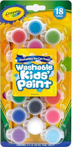 Crayola Washable Kids Paint Set & Paintbrush, Painting Supplies, 18 Count