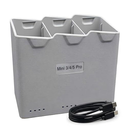 Triple Battery Charger for DJI Mini 5 Pro/ Mini4 Pro/Mini 3 Pro/ 3, Charge Three Batteries in Sequence,Two-Way Charging Hub Have a USB Output