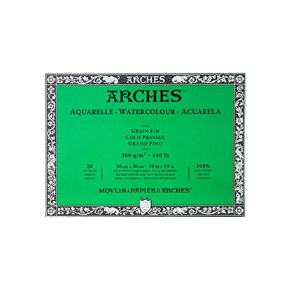 Arches Watercolor Paper Block, Cold Press, 10" x 14", 140 pound