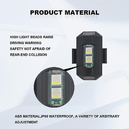 4PCS Rechargeable Night Warning Light LED Strobe Lights 7 Colors Drone Anti-Collision Lights for Car Motorcycle Boat