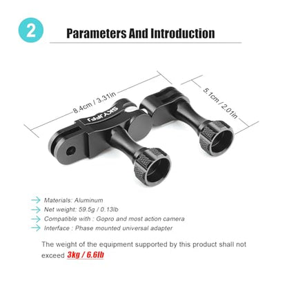 Aluminum Ball gopro Handlebar Mount, 360 Rotation and Lock Any Direction, Shock-Resistant, Compatible with Gopro Hero 13 12 11 10 9 8 DJI Osmo Insta360 AKASO and Other Action Camera