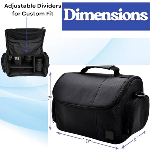 Large Padded Camera Bag with Shoulder Strap – DSLR & Mirrorless Camera Carrying Bag, Lightweight Protective Crossbody Camera Bag - size: Large