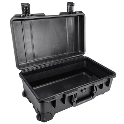 Eylar 22" Intact Premium Series Rolling Carry-On Hard Case with Wheels, IP67 Waterproof Crushproof, TSA Approved Travel Luggage, Customizable Pluck Foam for Cameras, Drones, Gear (Black) - color: Black