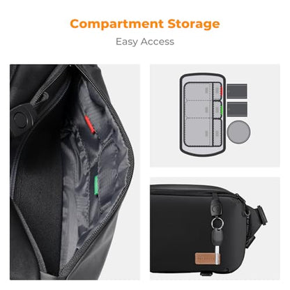 K&F CONCEPT 2 in 1 Camera Sling Bag, Everyday Shoulder Bag - color: 09 Black Medium