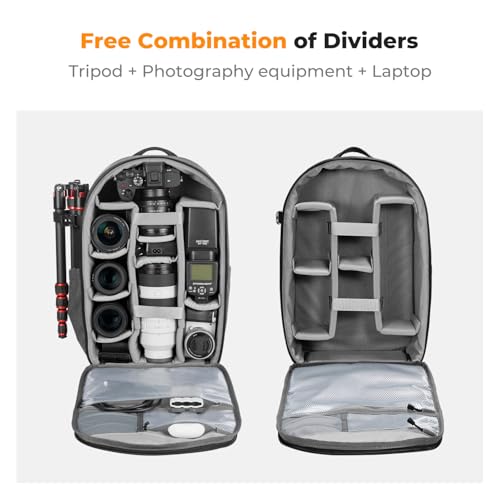 K&F CONCEPT Professional Camera Backpack Large Size Photography Bag Compatible with Camera DSLR, Black - style: 02-dark Grey