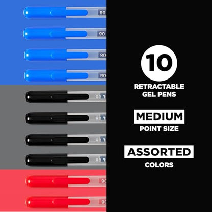 Sakura Gelly Roll Retractable Gel Pens, Black, Blue & Red, 10 Pack - size: 1 Count (Pack of 10), style: Classic Color Set