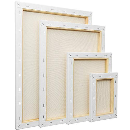 FIXSMITH Stretched Canvas, Multipack of 8, 5x7, 8x10, 11x14 & 12x16 Inches - 2 of Each, 100% Cotton, 8 oz Gesso-Primed, Art Supplies for Acrylic and Oil Painting. - size: Multipack-8Pack