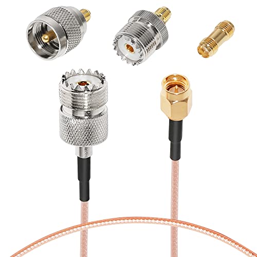 Anina SMA to UHF RF Coaxial Cable with SO239 PL259 Adapters for CB Radio Handheld Walkie Talkie 3-Pack Adapters 6 inch RG316