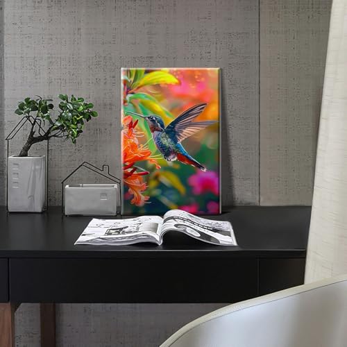 HeeBenor Framed Paint by Numbers Kit for Adults, Hummingbird, 8x12 Inch - color: Hummingbird 009