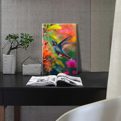 HeeBenor Framed Paint by Numbers Kit for Adults, Hummingbird, 8x12 Inch - color: Hummingbird 009