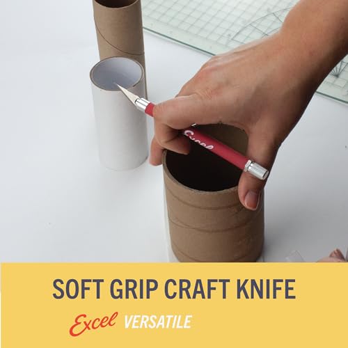 Excel Blades K18 Soft Grip Craft Knife, Red, Includes 15 Additional Blades