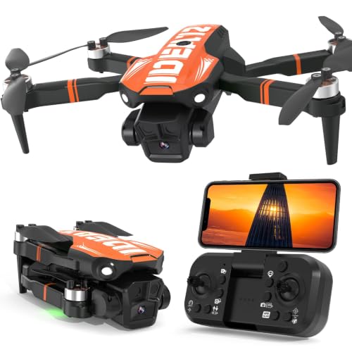 GPS Drone with Camera for Adults Professional, Auto Return Follow Me FPV Video Drones with Brushless Motor, Circle Flight Waypoint Fly, Foldable RC Mini Quadcopter for Beginners Under 250G Gifts - color: Orange