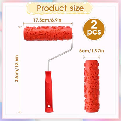 2 Pcs 7"DIY Patterned Paint Roller | Decorative Art Texture Roller