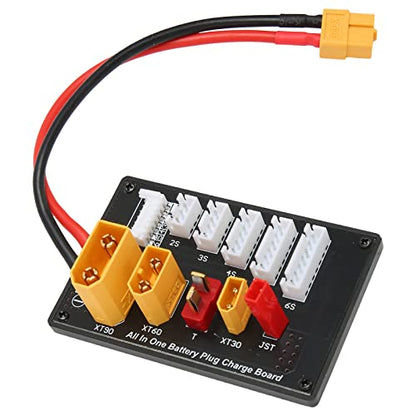 Generic 5 in 1 Lipo Battery Parallel Charging Board, Multi Charger Plate with XT30 XT60 XT90 JST T Connector, Ideal for Imax B6 B6AC IDST