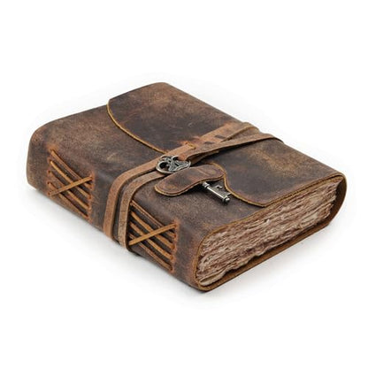 LEATHER VILLAGE Leather Journal Key Lock, Distressed Brown 6x4. - color: Distressed Brown, size: 6"X4"