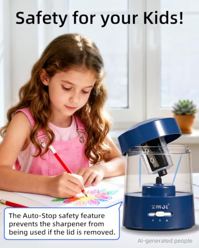 ZMOL Electric Pencil Sharpener Battery, 6-12mm Jumbo Pencils,Dark Blue - color: Dark Blue